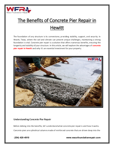 The Benefits of Concrete Pier Repair in Hewitt
