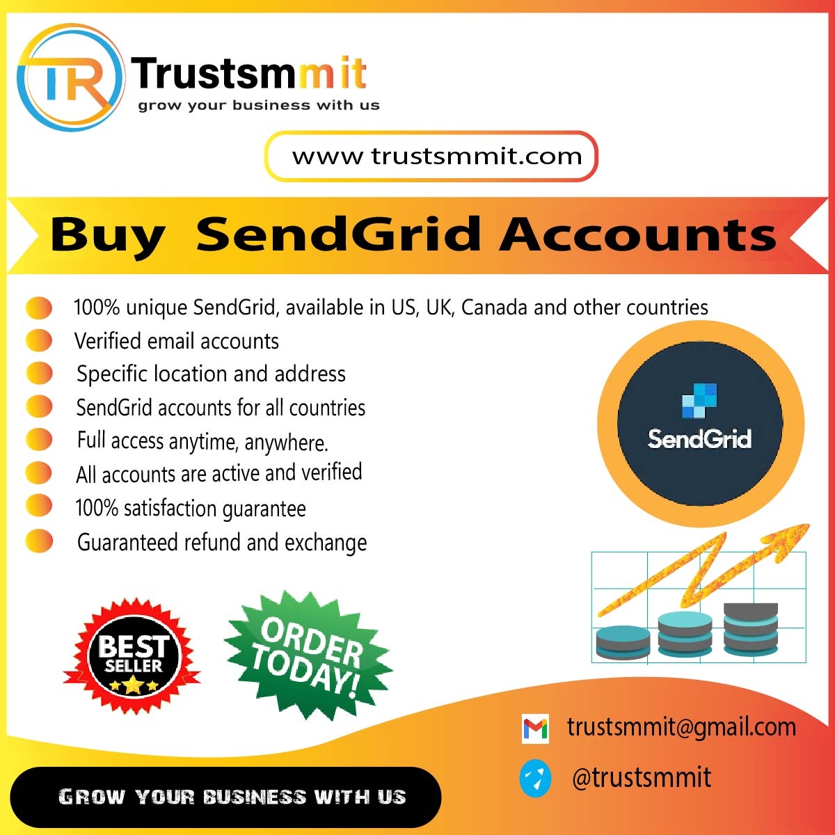 Buy Sendgrid Accounts - %USA, UK, CA verified Account%