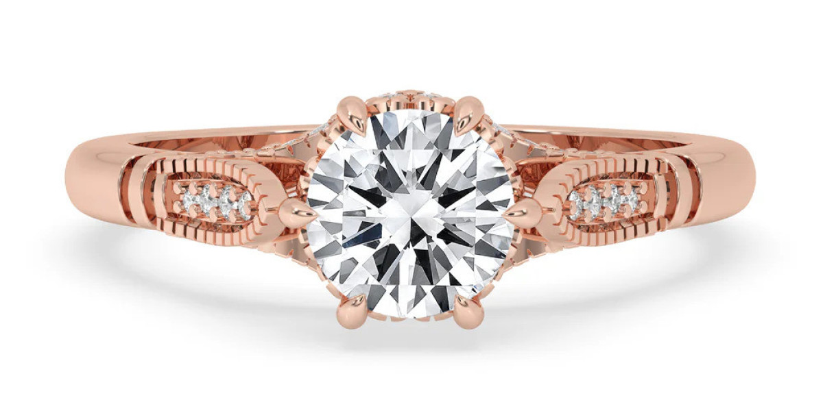 Ethereal Beauty: Vintage Rose Gold Milgrain Engagement Ring